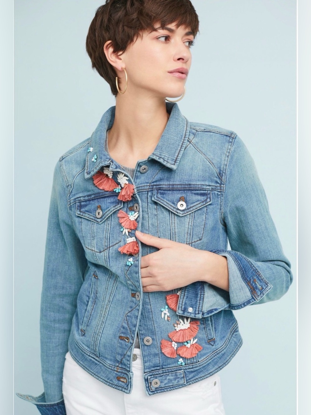ANTHROPOLOGIE Pilcro and the Letterpress
Embellished Denim Boho Jacket S